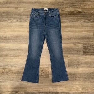 PAIGE Rory Crop Flare Jeans Womens Size 27 Deanna Wash Distressed Raw Hem